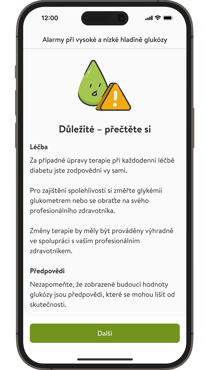 Obrazovka zobrazující důležitý stručný přehled