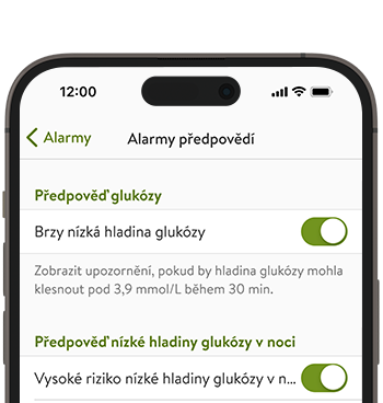 Snímek obrazovky aplikace mySugr zobrazující obrazovku Ztráta spojení se senzorem.