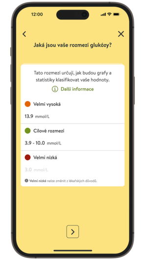 Snímek obrazovky stránky nastavení měrných  jednotek v aplikaci mySugr.